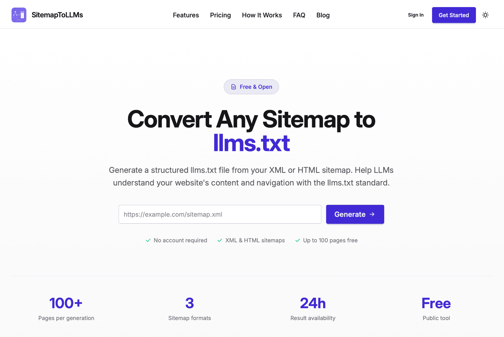 Sitemap to llms.txt screenshot 1