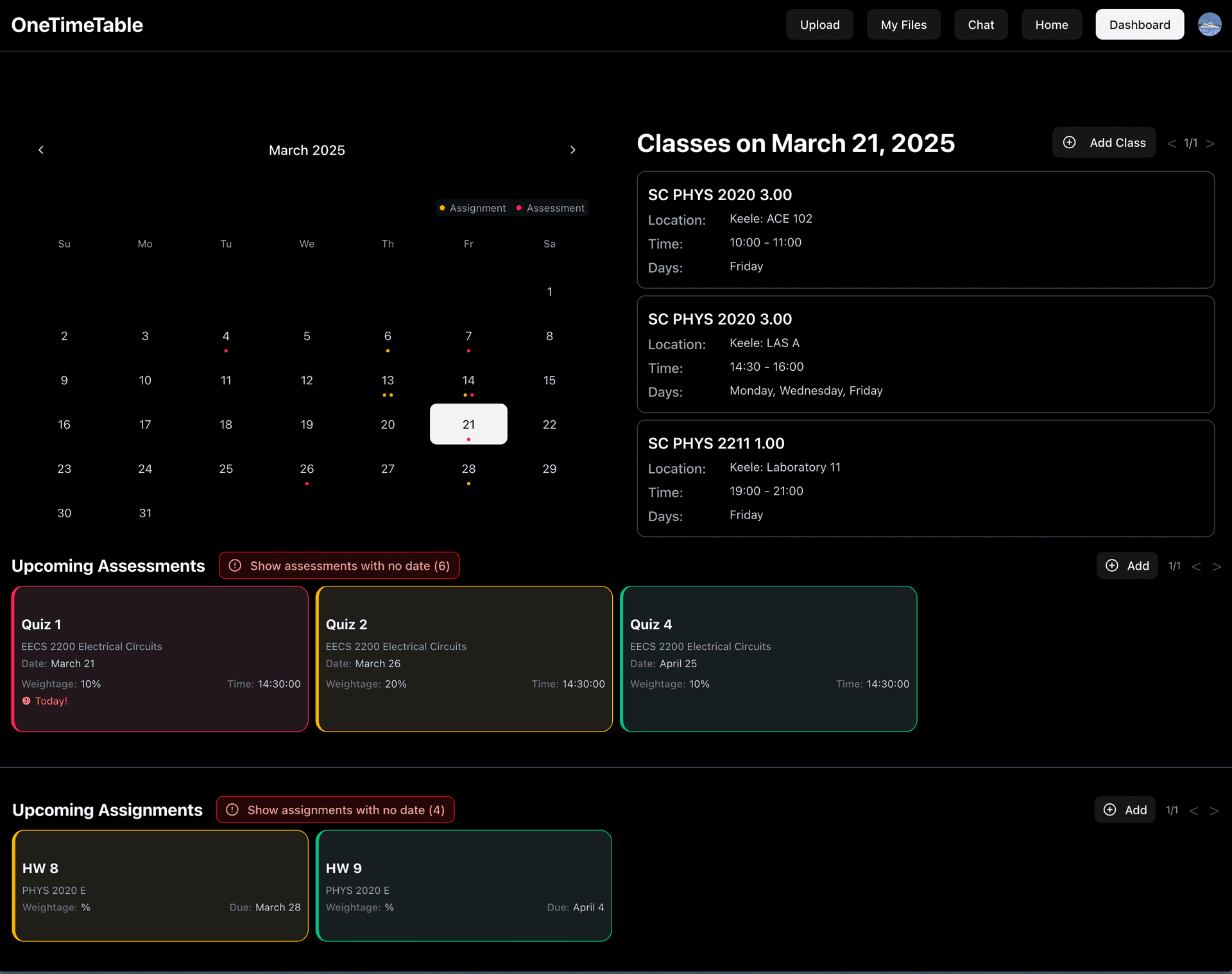 OneTimeTable screenshot 1