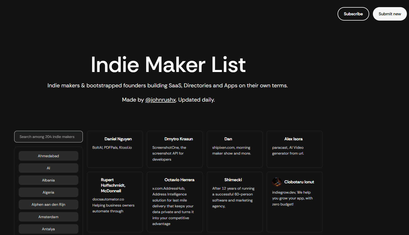 Indie Maker List screenshot 1