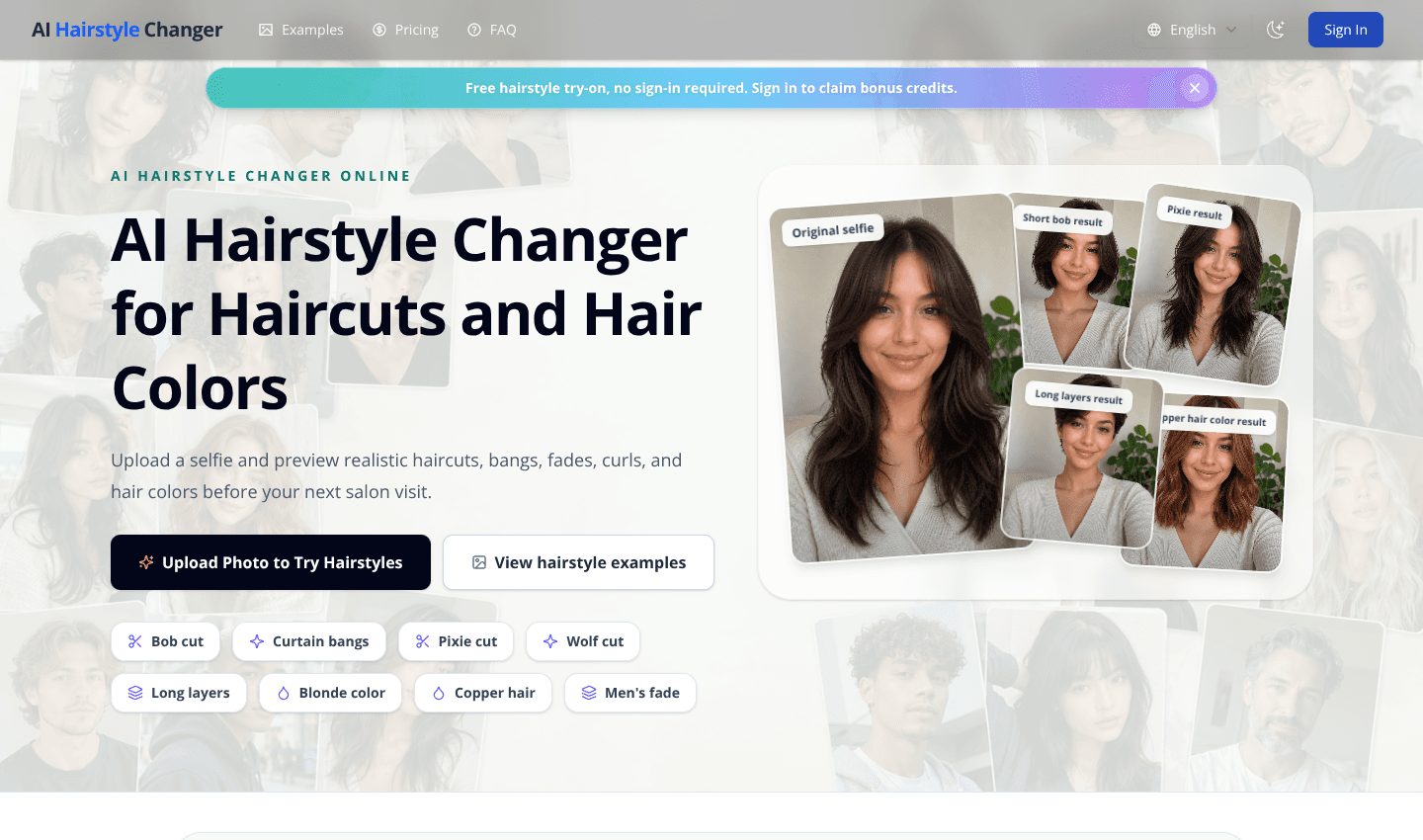 AI Hairstyle Changer - Try Haircuts and Hair Colors Online screenshot 1