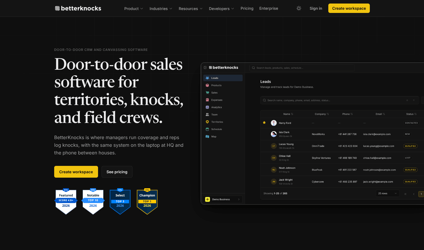 BetterKnocks | Door-to-door sales operations screenshot 1