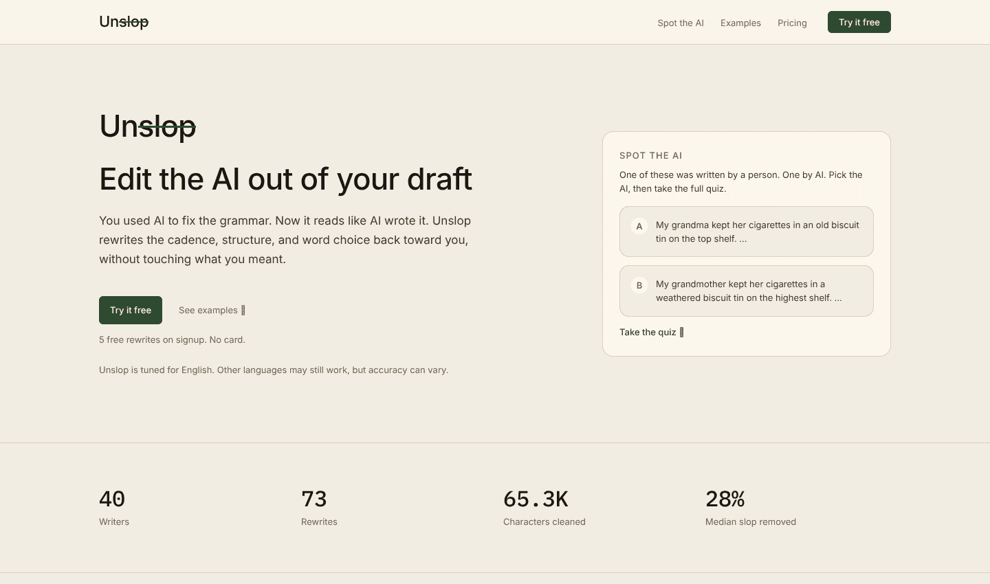 UnslopAI screenshot 1