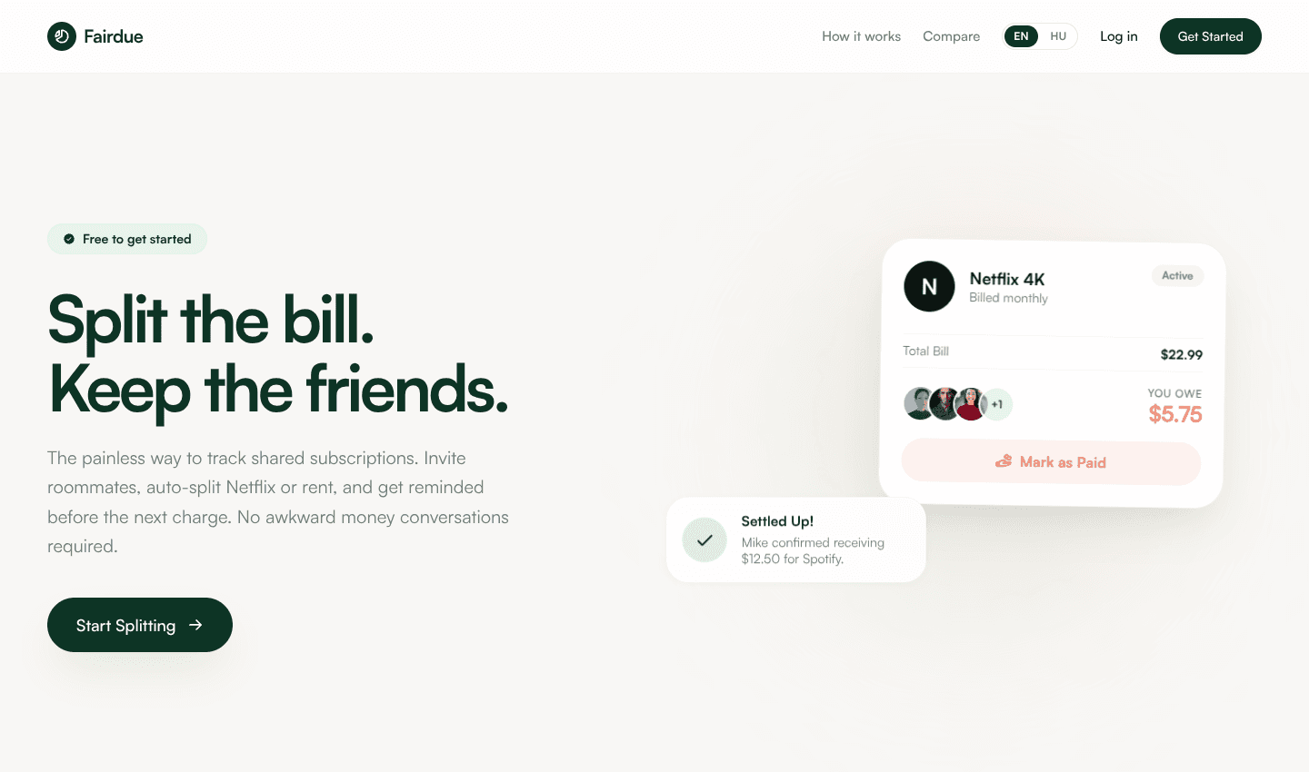 Fairdue — Split the bill. Keep the friends. screenshot 1