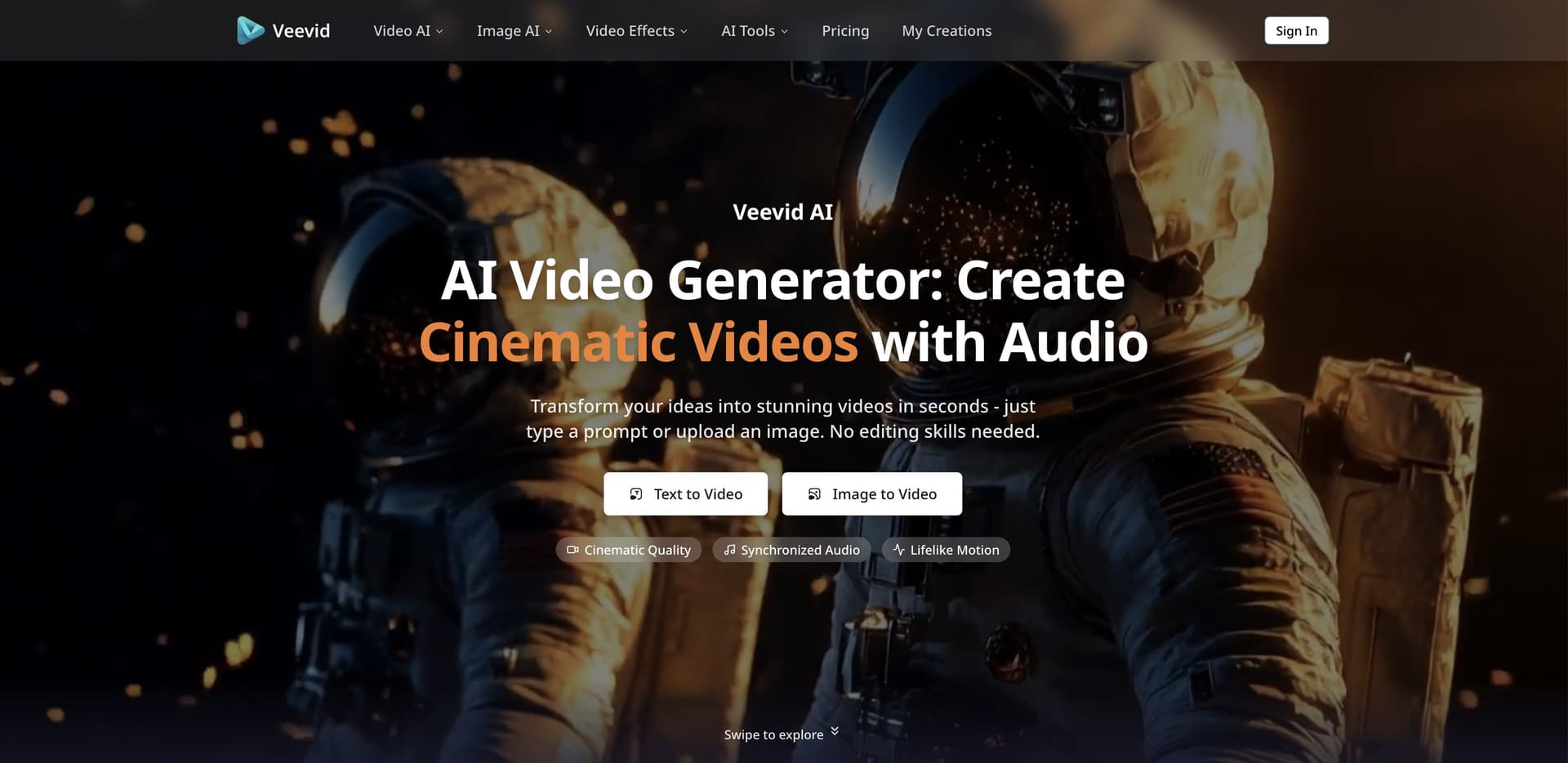  Create Cinematic Videos with Audio | Veevid screenshot 1