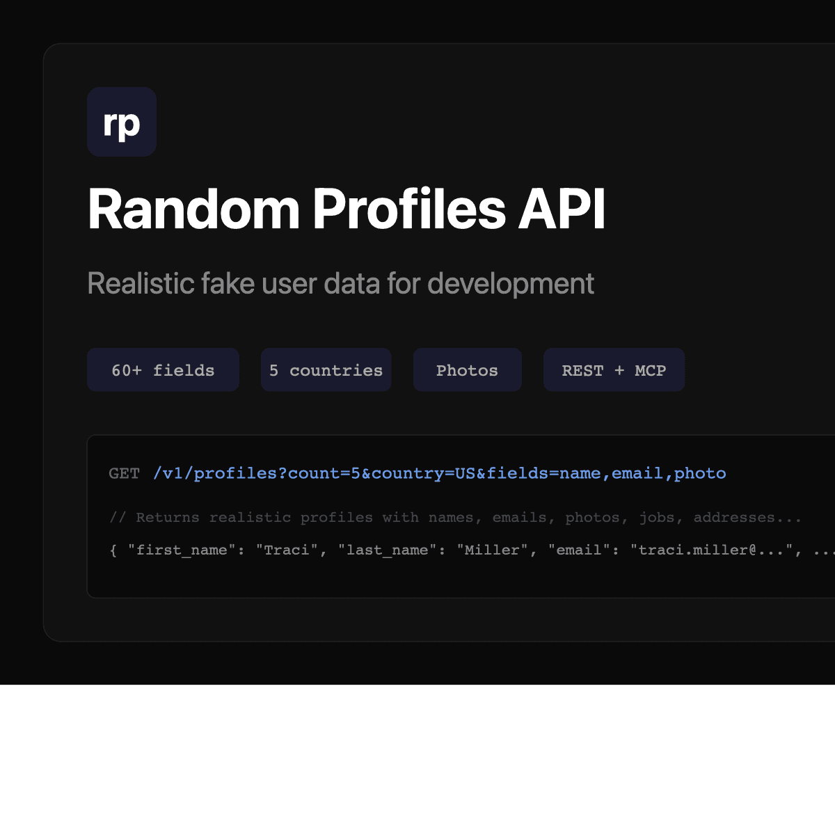 Random Profiles API screenshot 1