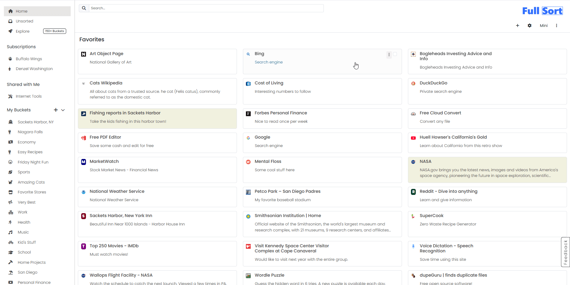 Full Sort Bookmark Manager & Start Page screenshot 1
