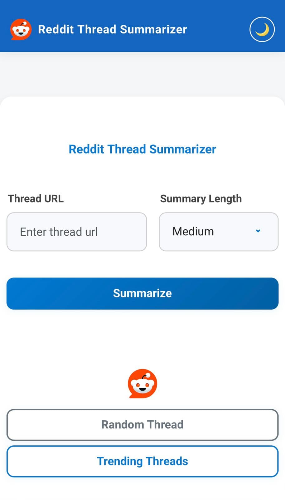 Reddit Thread Summarizer screenshot 1