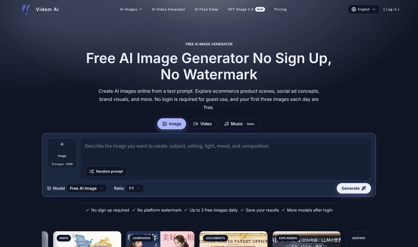 Videm Ai Free AI Image Generator screenshot 1