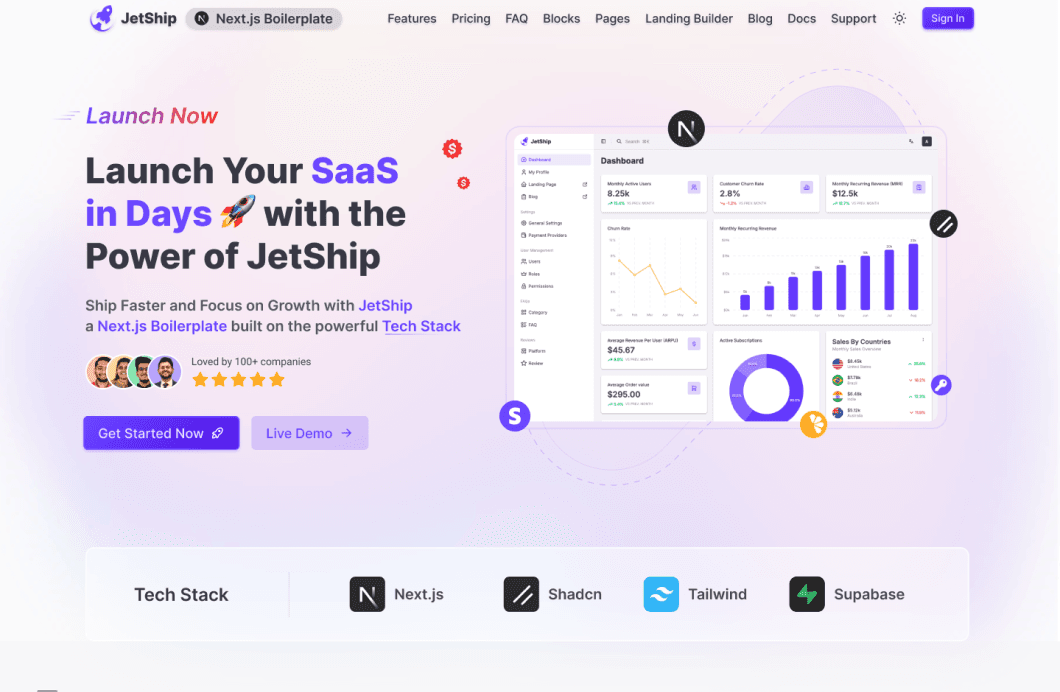 Jetship Nextjs SaaS Boilerplate - TailwindCSS+Shadcn screenshot 1