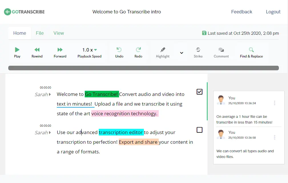 Go Transcribe screenshot 1