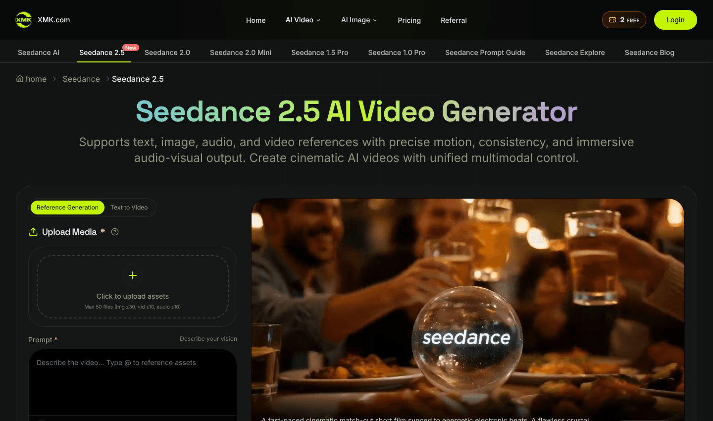 Seedance 2.5 — AI Video Generator for 30s 4K Clips screenshot 1