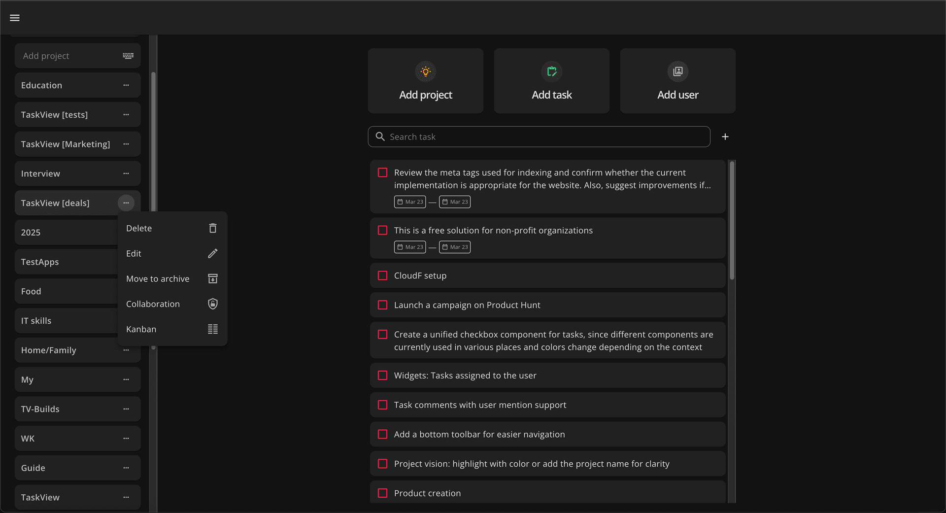 TaskView screenshot 1