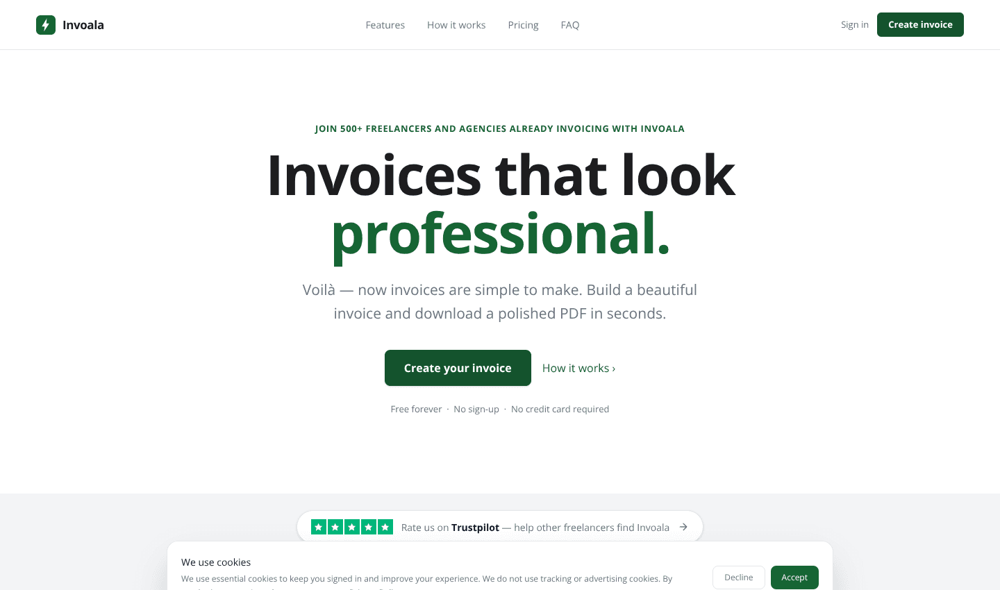 Invoala — Free Invoice Generator for Freelancers Invoala — Free Invoice Generator for Freelancers screenshot 1