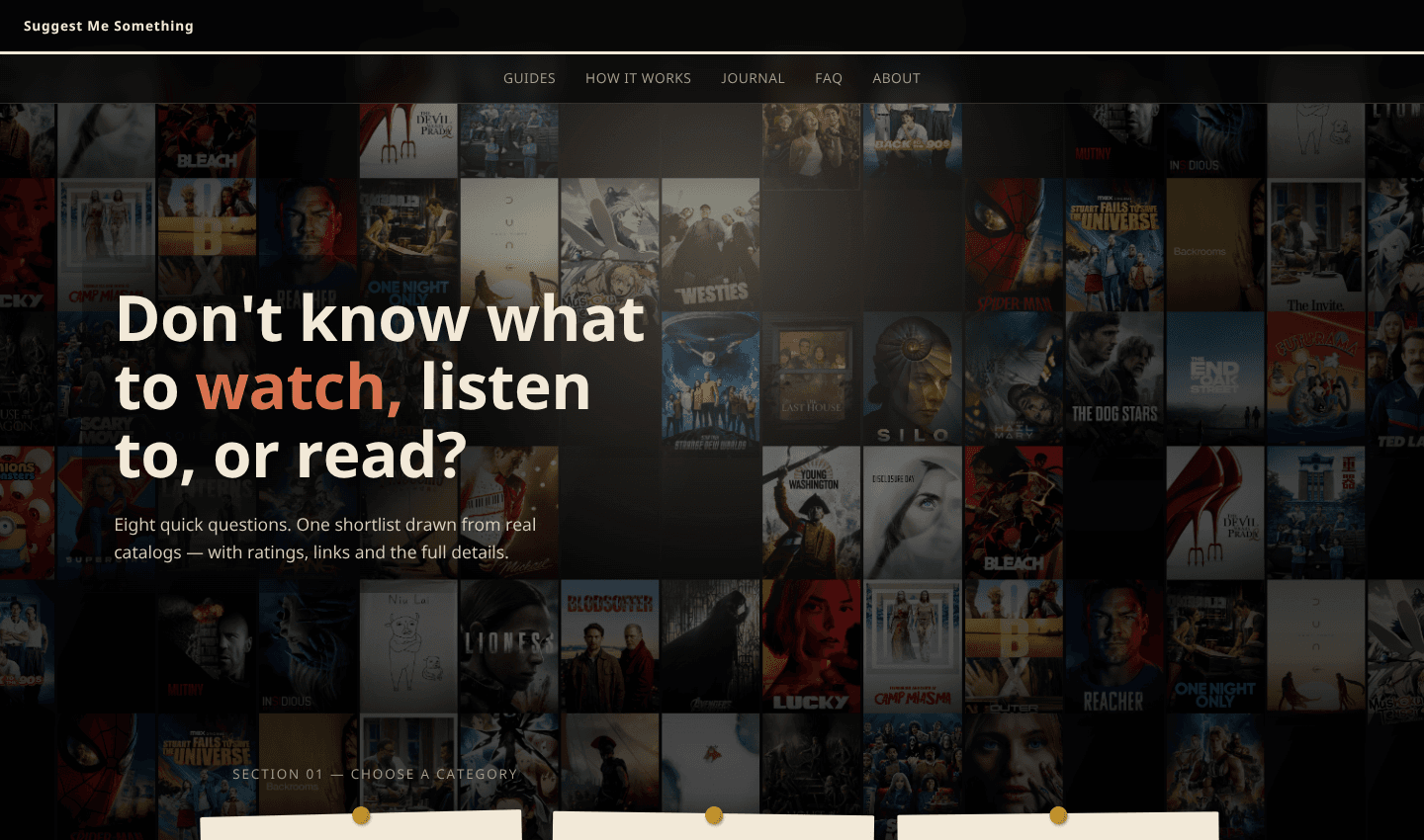Suggest Me Something — Movie, anime, book & song quiz screenshot 1