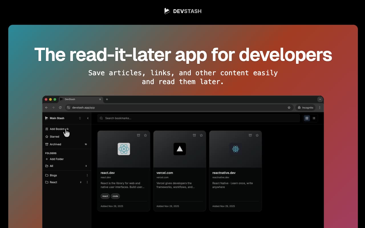DevStash screenshot 1