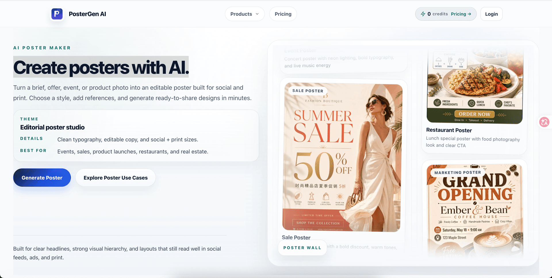 https://postergenai.com screenshot 1