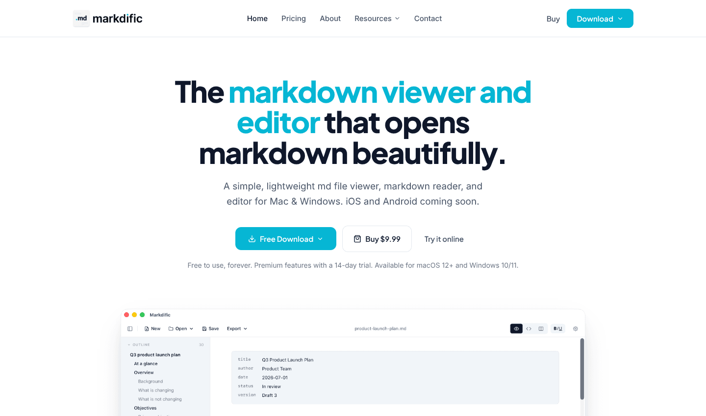 Markdific - Markdown Viewer & Editor for Mac and Windows screenshot 1