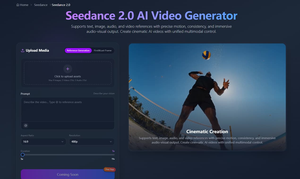 Seedance 2.0 AI Video Generator screenshot 1