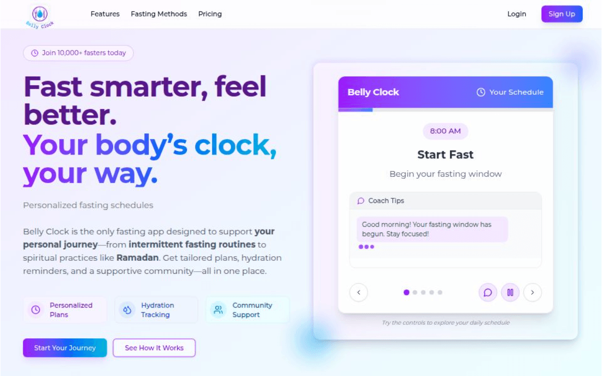 Belly Clock - Free Intermittent Fasting Calculator screenshot 1