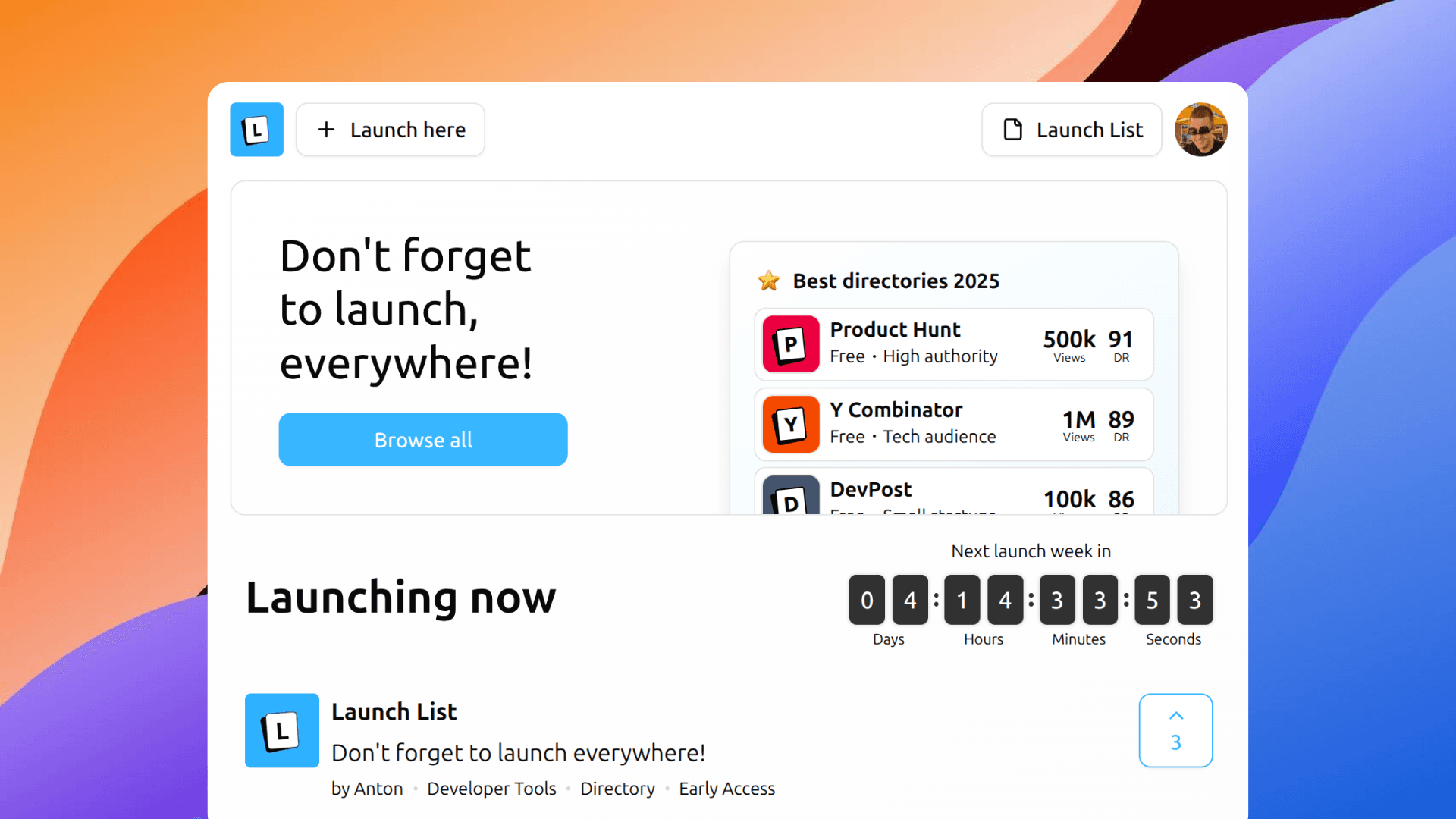Launch List screenshot 1