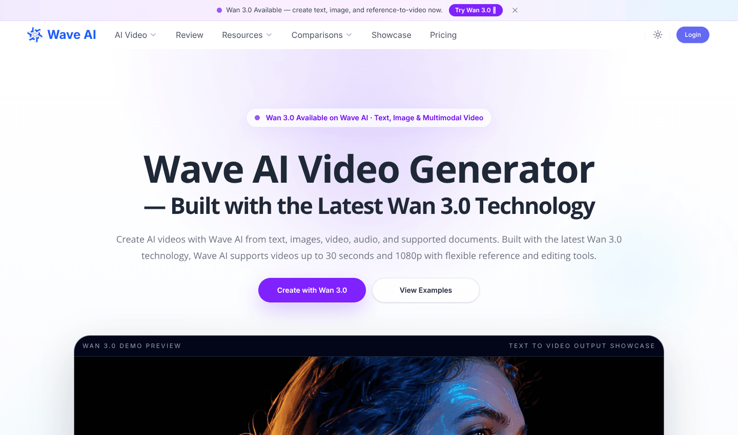 Wan 3.0 — Advanced 30-Second Multimodal AI Video Generator Wan 3.0 — Advanced 30-Second Multimodal AI Video Generator screenshot 1