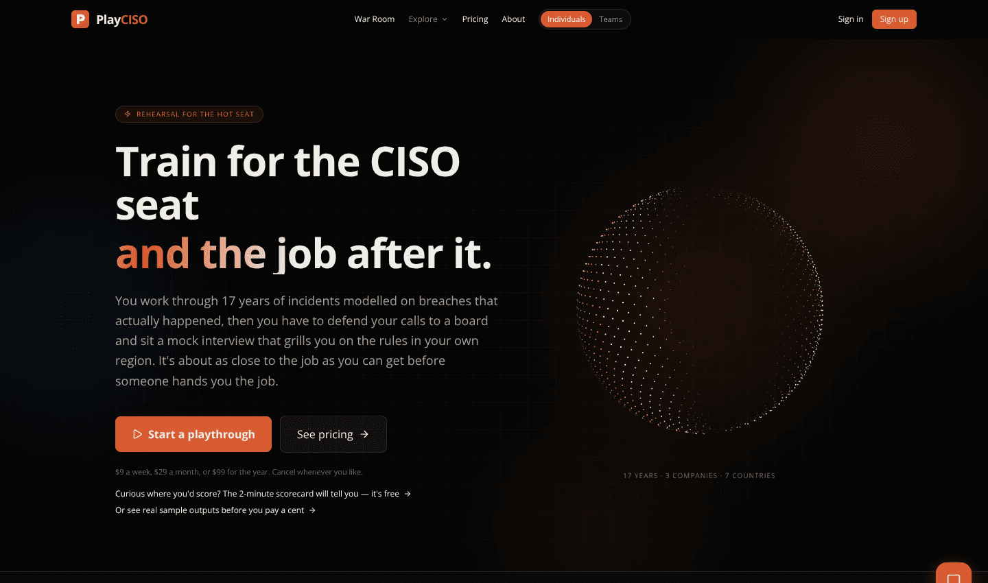 PlayCISO — CISO Simulator, Mock Interviews & Security Tools PlayCISO — CISO Simulator, Mock Interviews & Security Tools screenshot 1