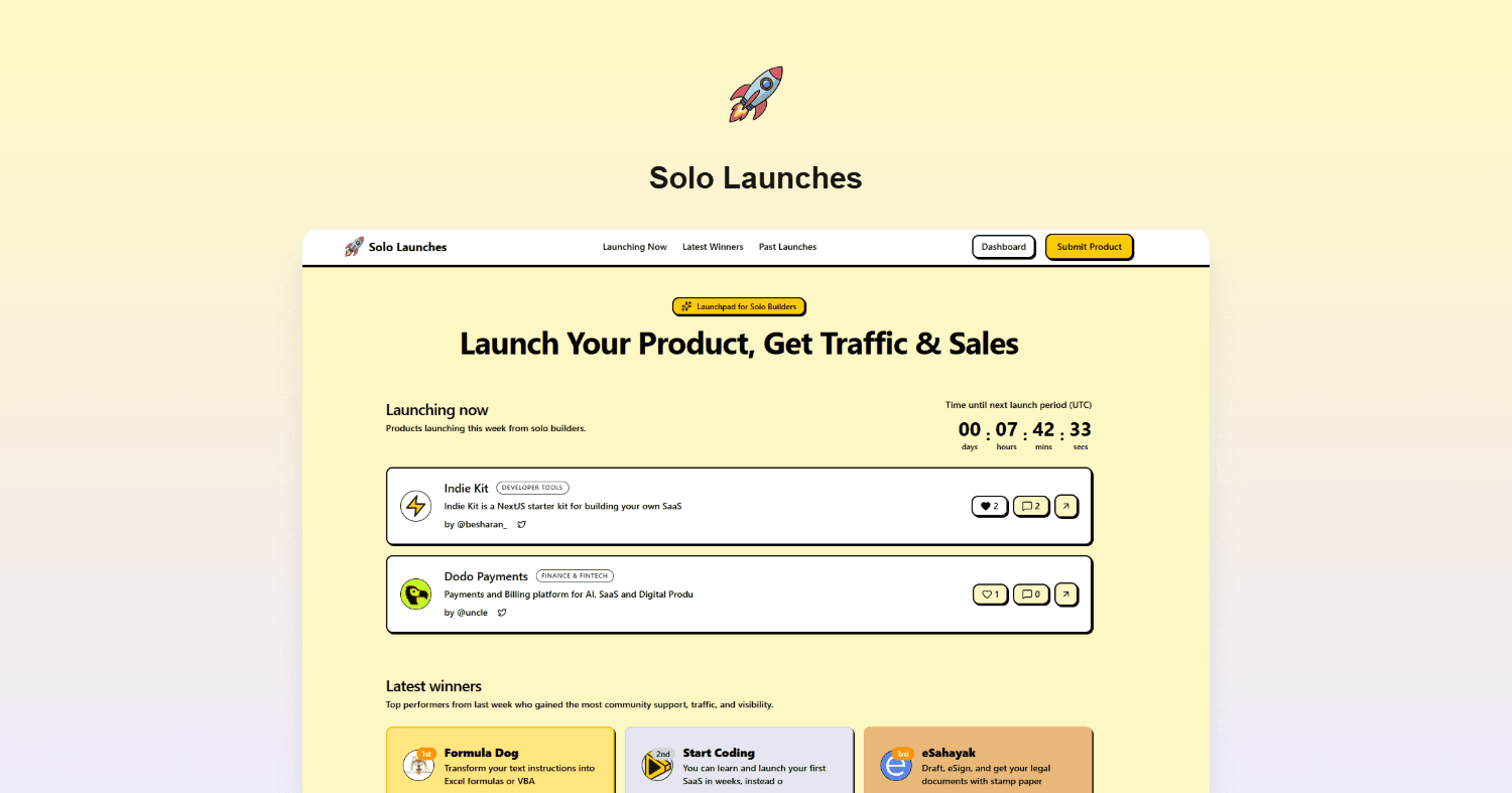 Solo Launches screenshot 1