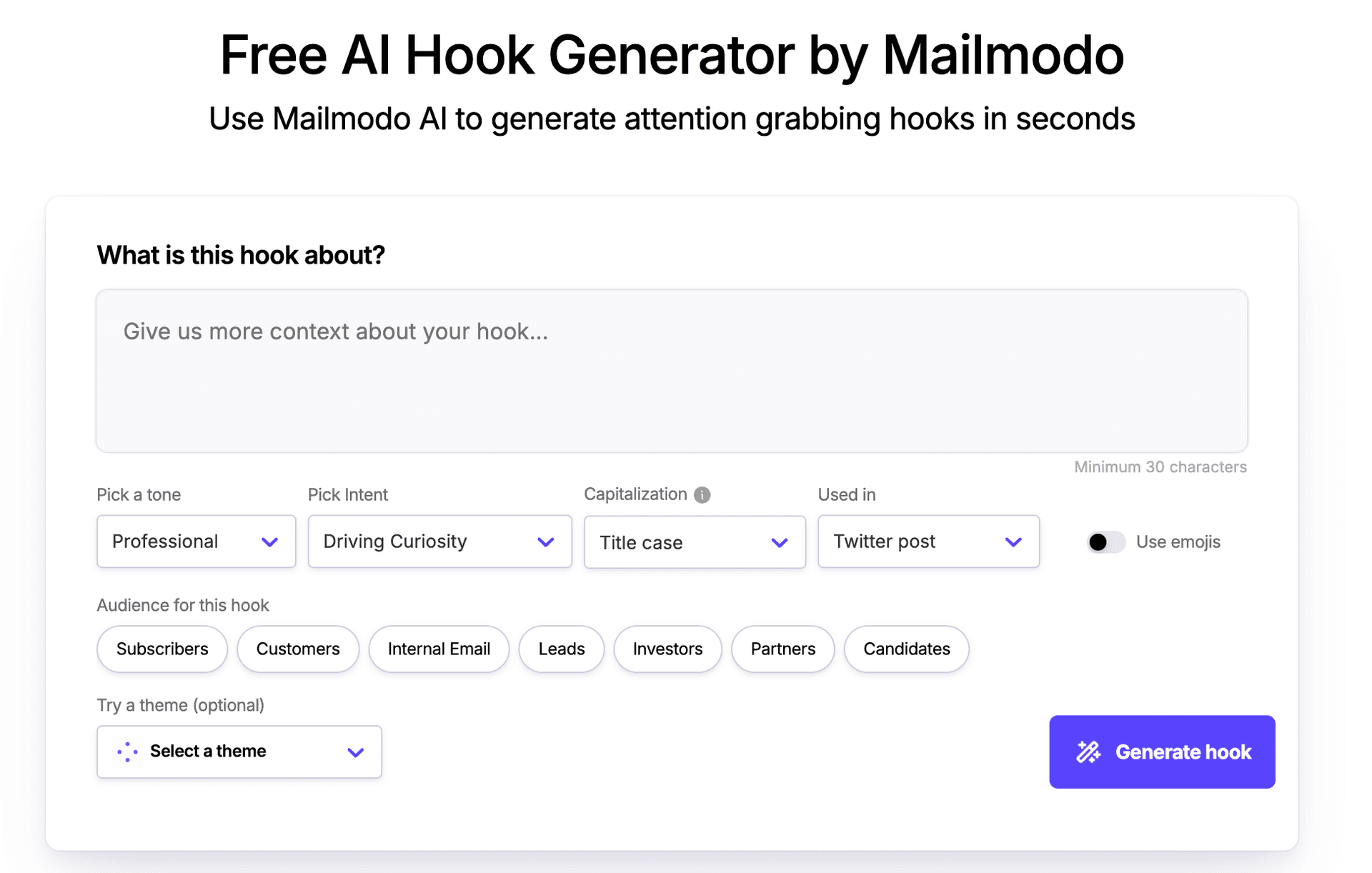 AI hook generator screenshot 1