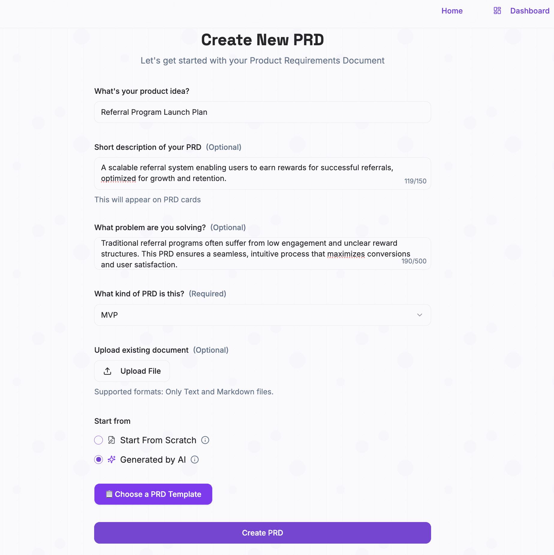 PRDify screenshot 1