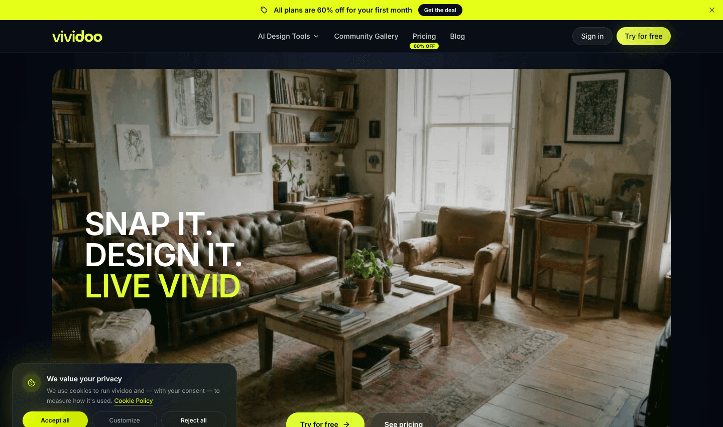 vividoo — Instant AI Interior & Exterior Design Tool vividoo — Instant AI Interior & Exterior Design Tool screenshot 1