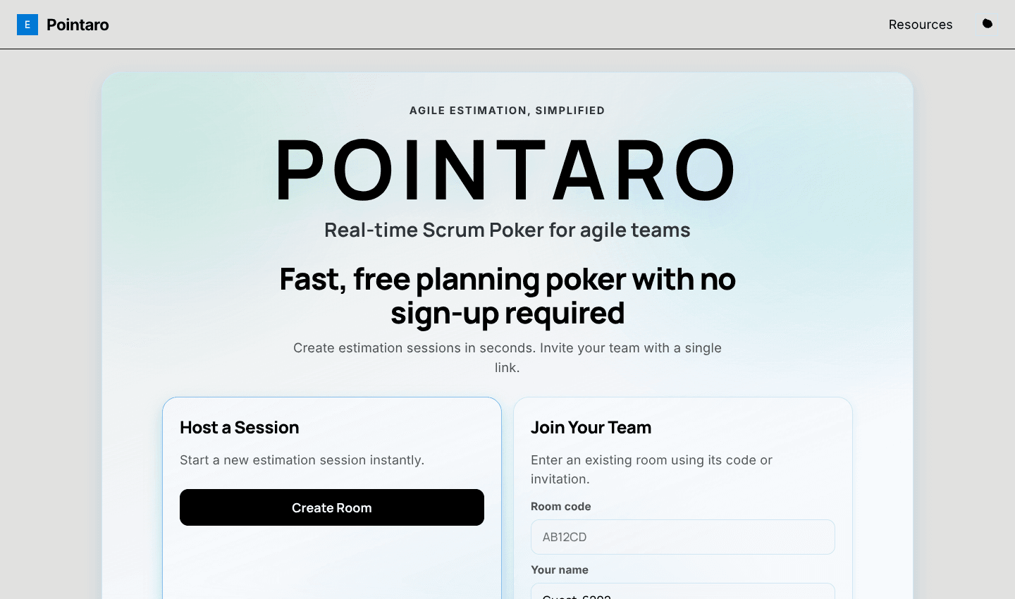 Pointaro | Scrum Poker for Agile Teams screenshot 1
