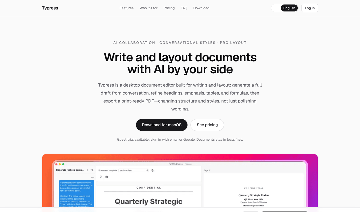 Typress — Generate print-ready docs and PDF from AI writing screenshot 1