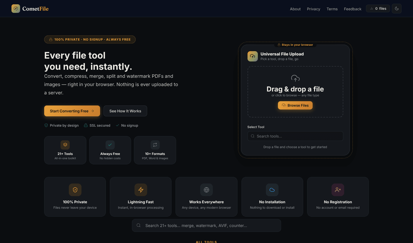 CometFile – Free PDF & Image Converter Online screenshot 1