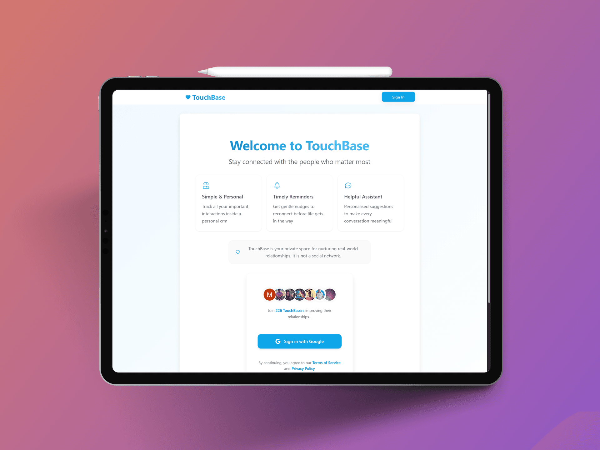 TouchBase (Personal CRM) screenshot 1