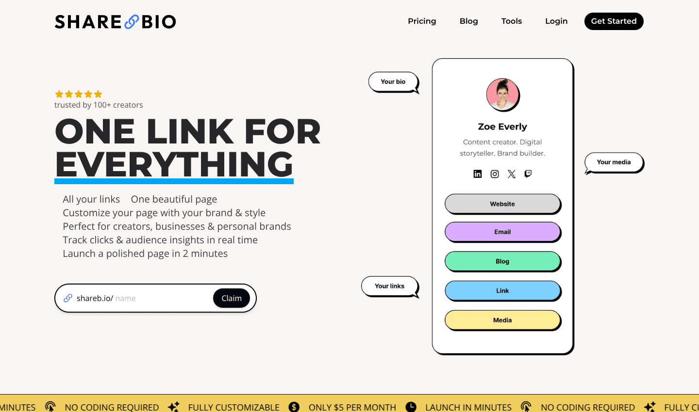 ShareB.io | Link in Bio Builder for Creators, Brands & Influencers screenshot 1