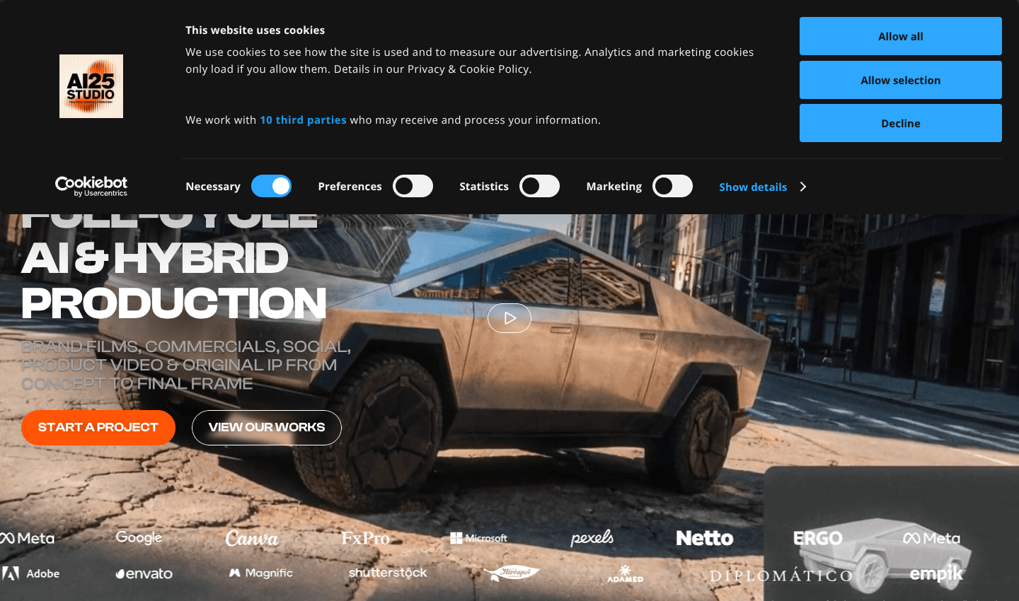 AI25.Studio - Full-Cycle AI Video Production for Brands & Agencies screenshot 1