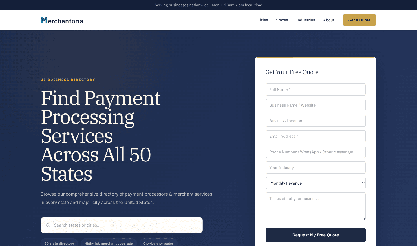 Merchantoria | Find Payment Processing Services Across the United States screenshot 1