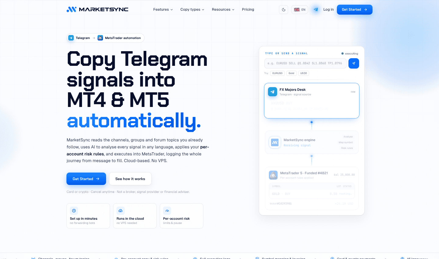 MarketSync: Copy Telegram Signals Into MT4/MT5, Automatically screenshot 1