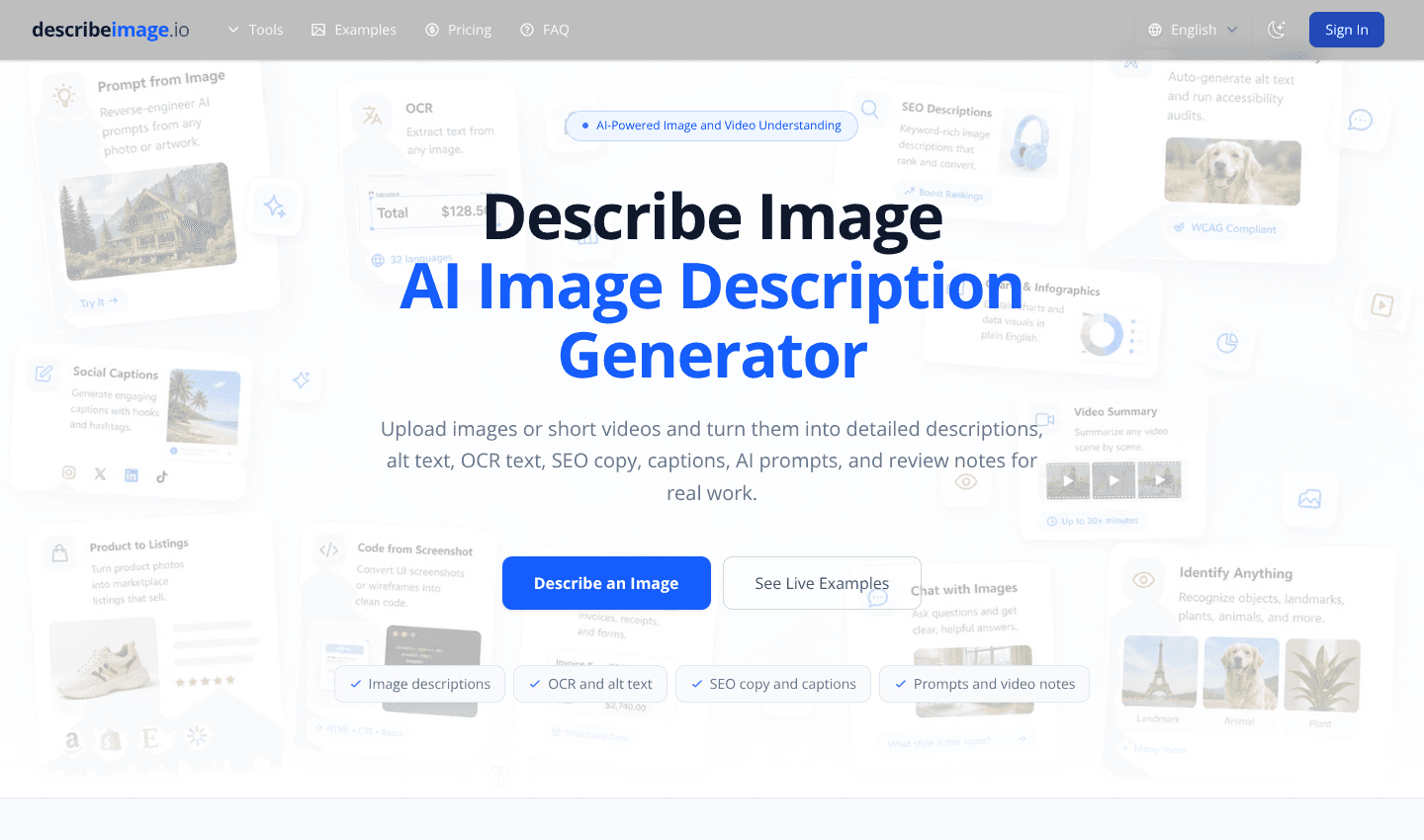 Describe Image.io - AI Image & Video Understanding screenshot 1