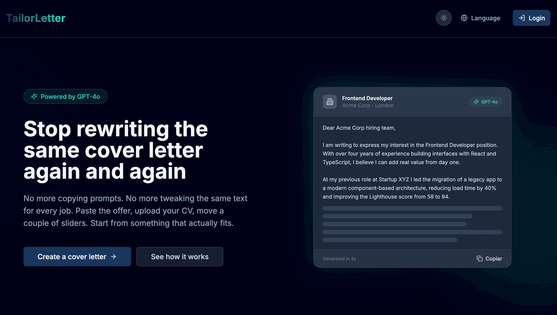 Tailorletter Tailorletter screenshot 1