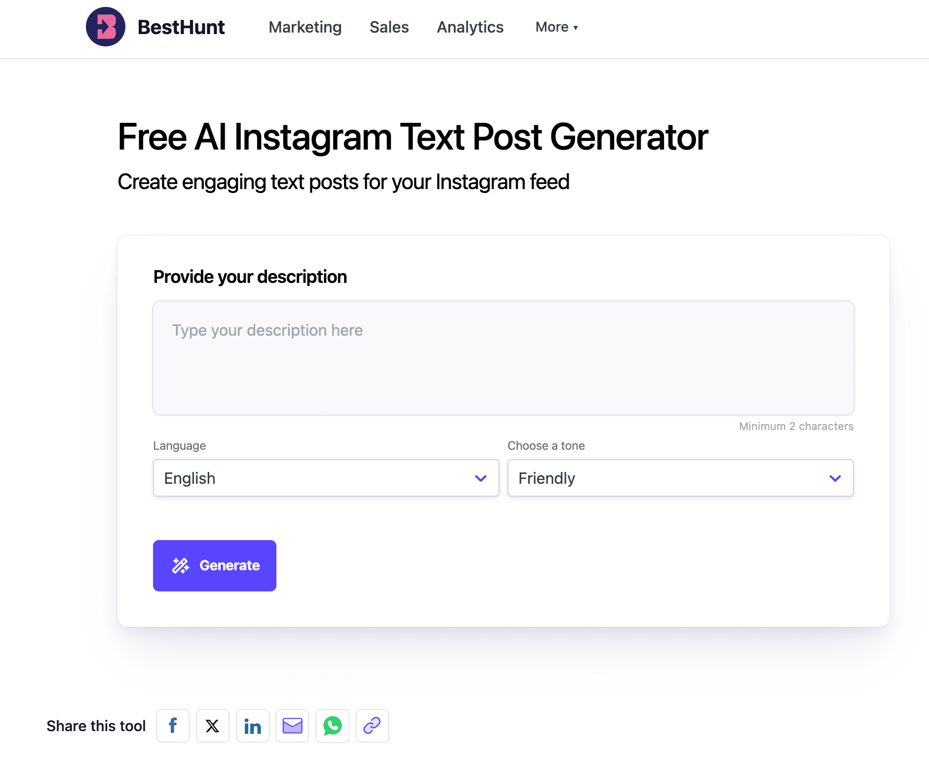 AI Instagram Text Post Generator AI Instagram Text Post Generator screenshot 1
