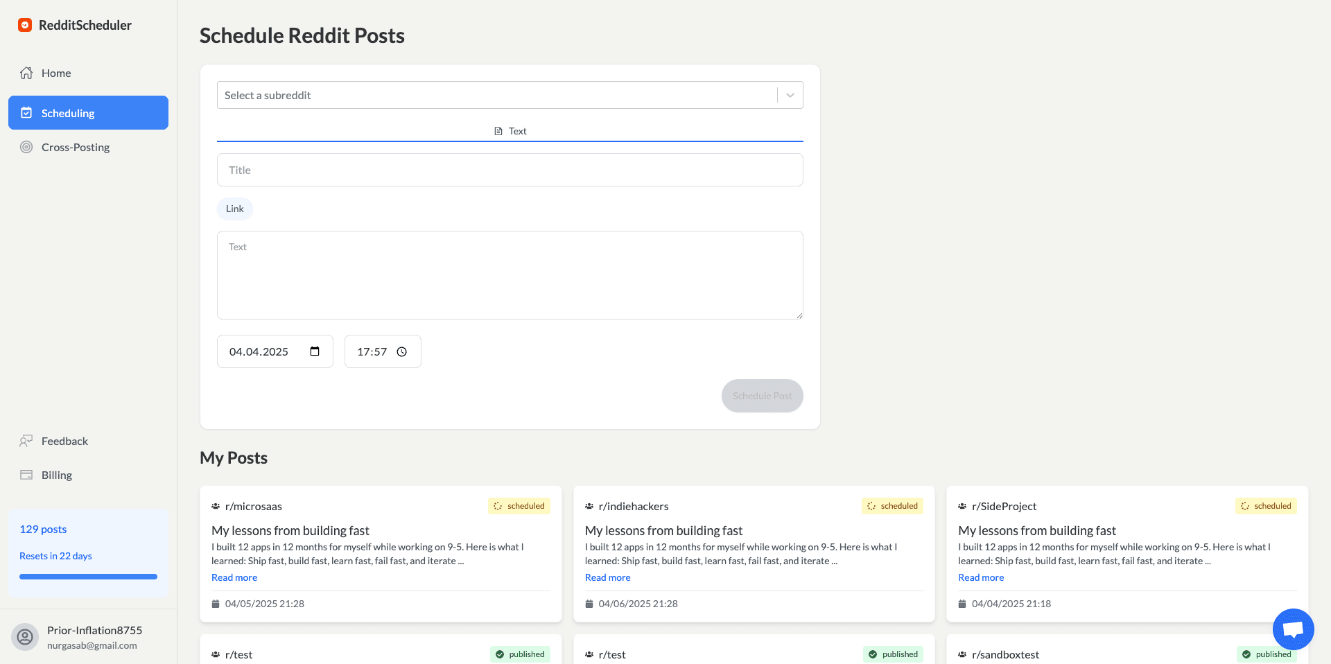 Reddit Scheduler Reddit Scheduler screenshot 1