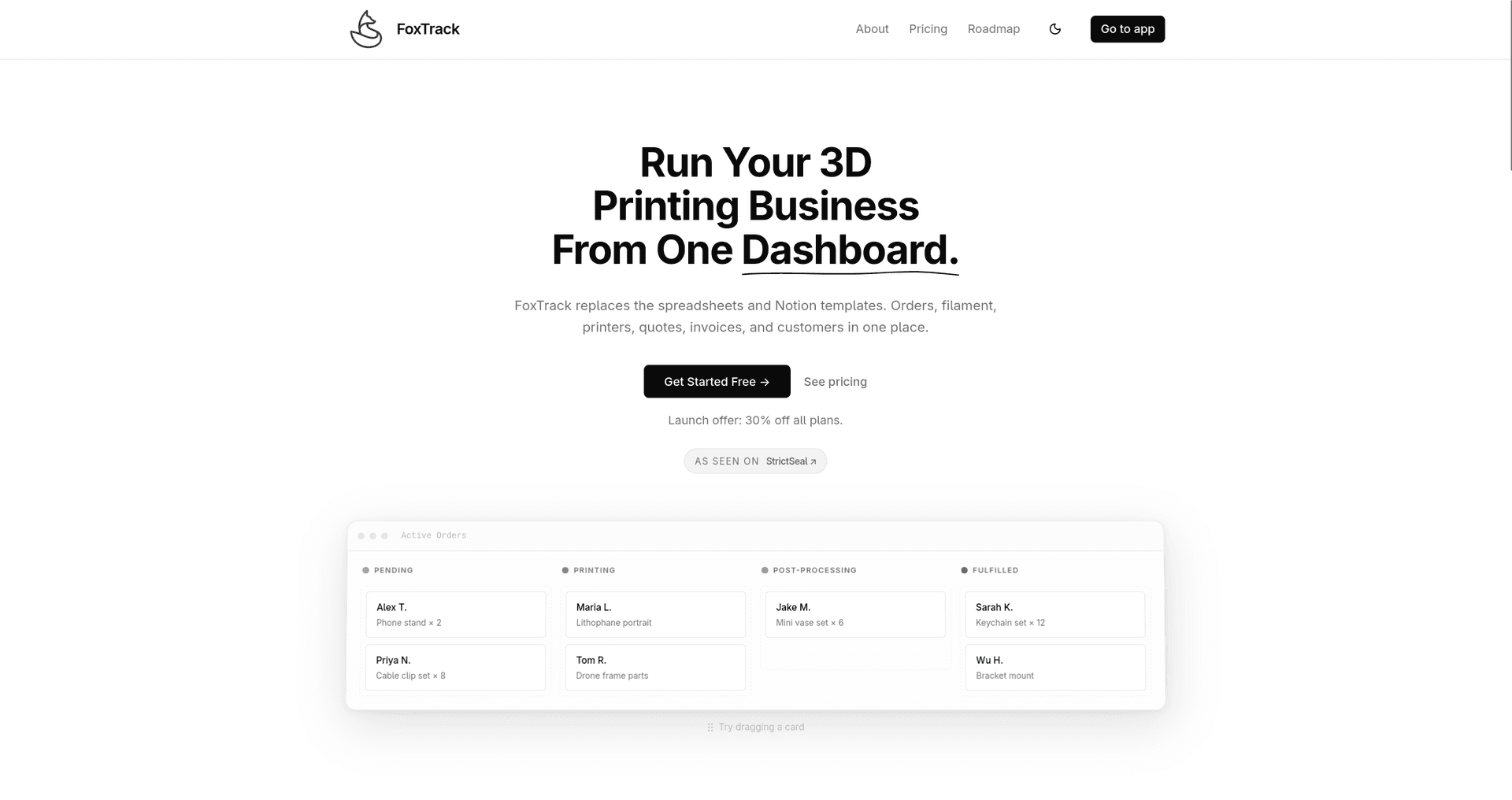 FoxTrack: Operations software for 3D printing shops FoxTrack: Operations software for 3D printing shops screenshot 1
