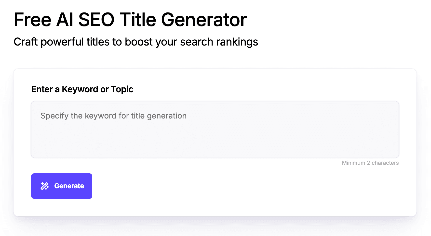 Free AI SEO Title Generator Free AI SEO Title Generator screenshot 1