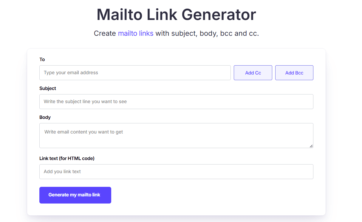 Mailto Link Generator Mailto Link Generator screenshot 1