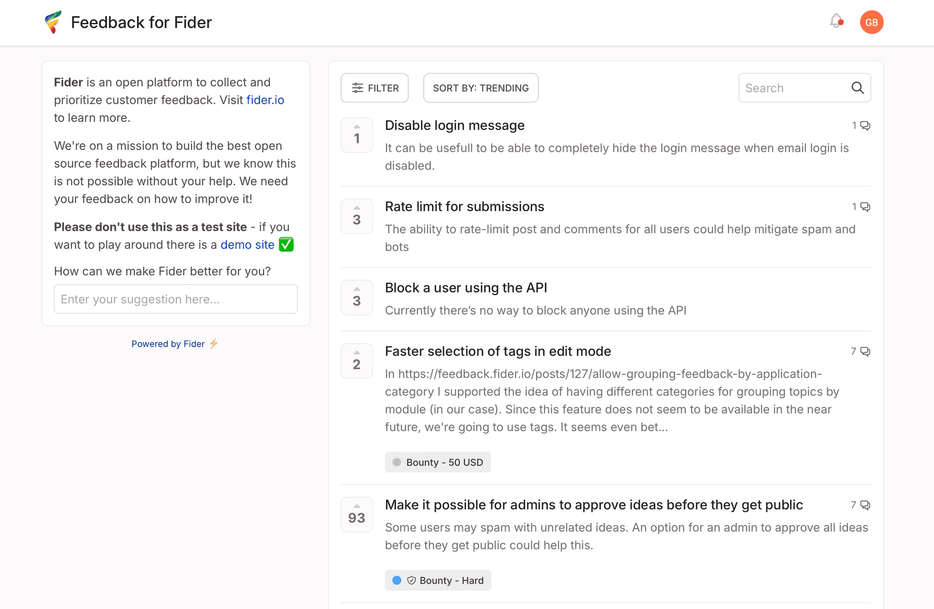 Fider Fider screenshot 1