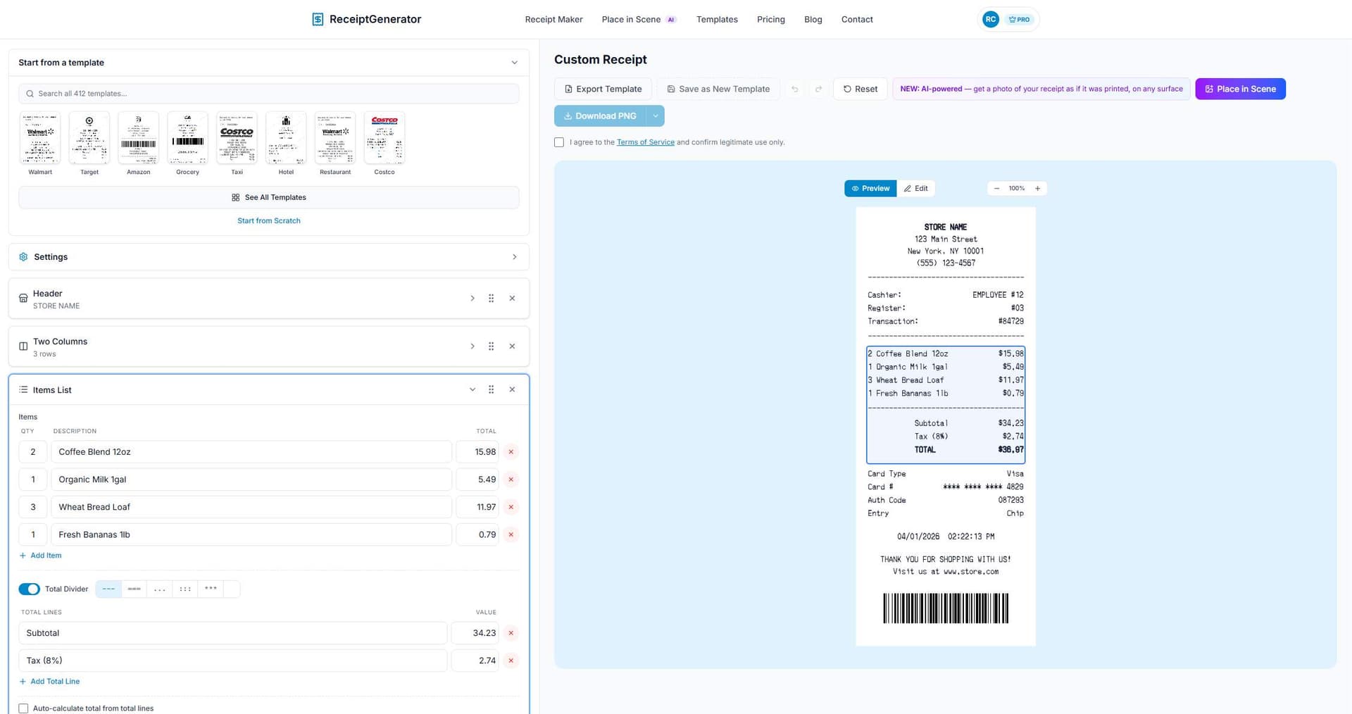 Receipt Generator Receipt Generator screenshot 1