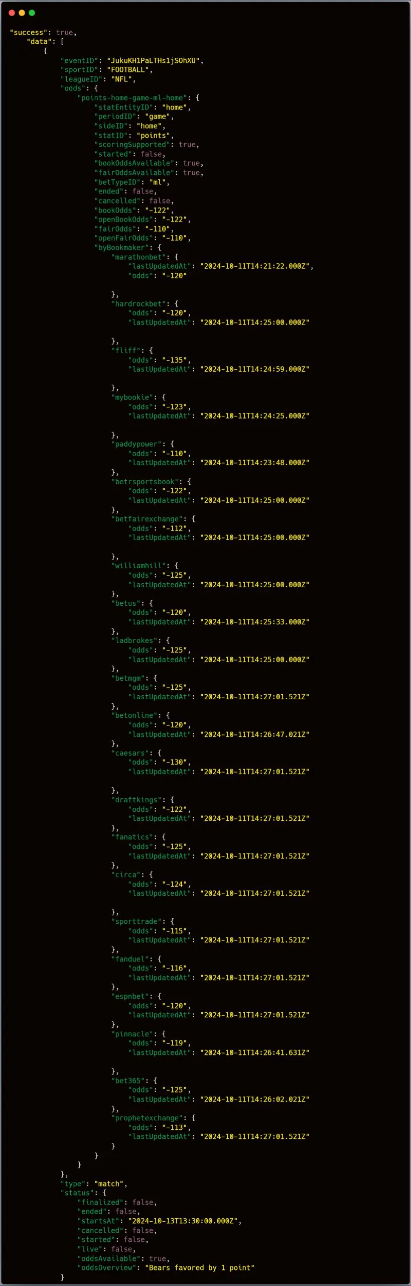 SportsGameOdds API SportsGameOdds API screenshot 1