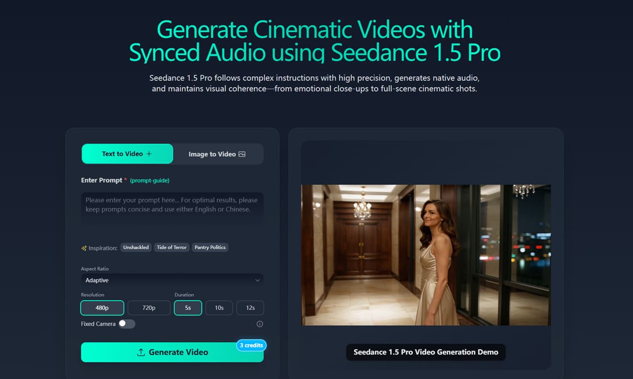 Seedance 1.5 Pro AI Video Generator Seedance 1.5 Pro AI Video Generator screenshot 1
