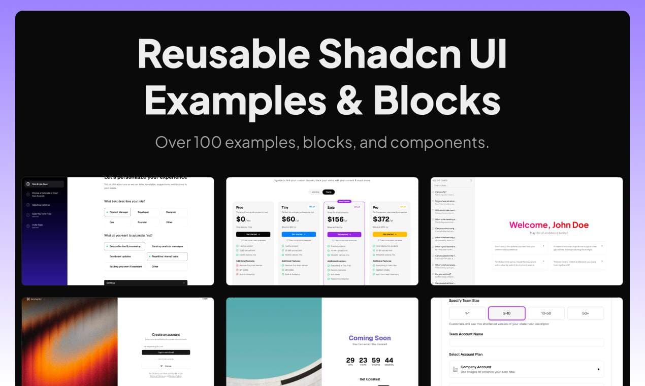 Shadcn Examples Shadcn Examples screenshot 1